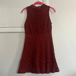 Lace burnt orange mini dress